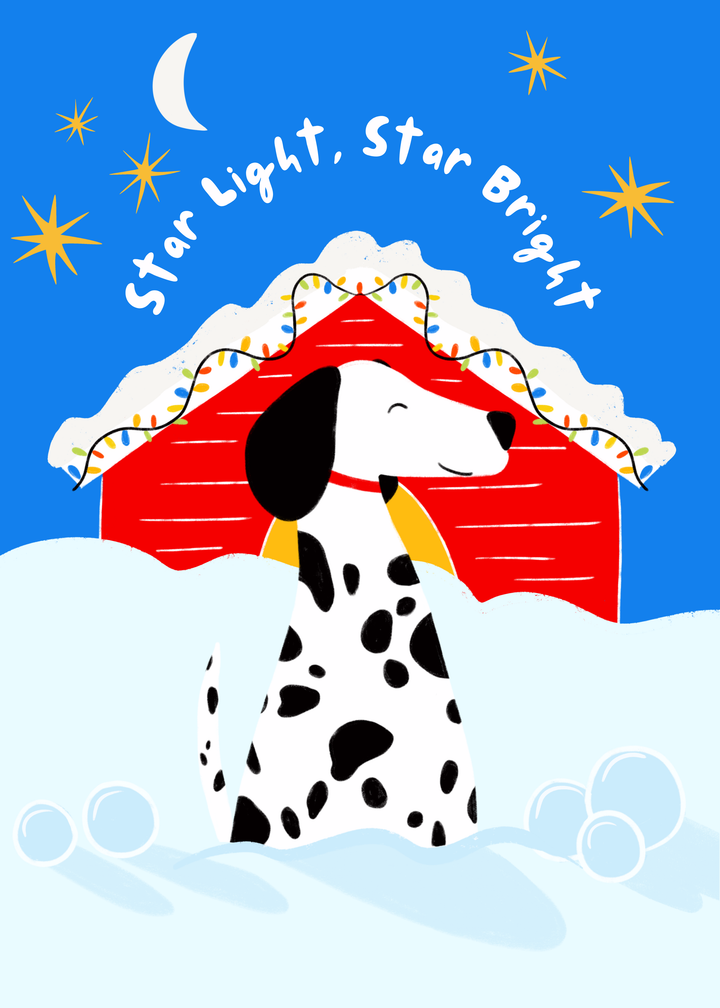 "Shine Bright" Dog Christmas Hand-Drawn Eco-Greeting Holiday Cards