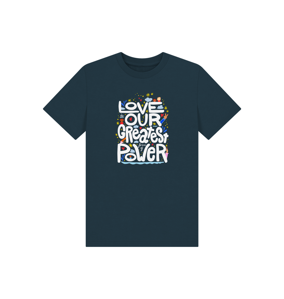 Denim Blue Printed Kids T-Shirt Front