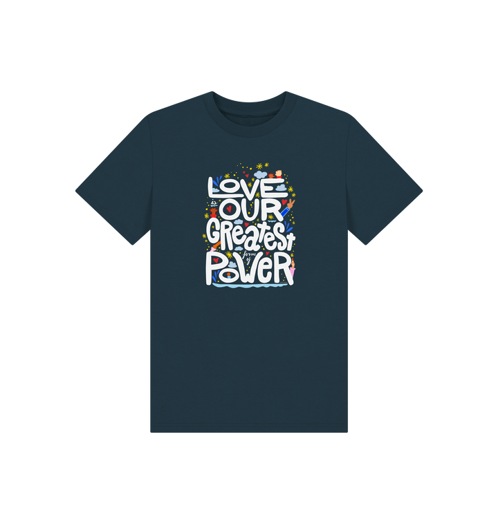 Denim Blue Printed Kids T-Shirt Front