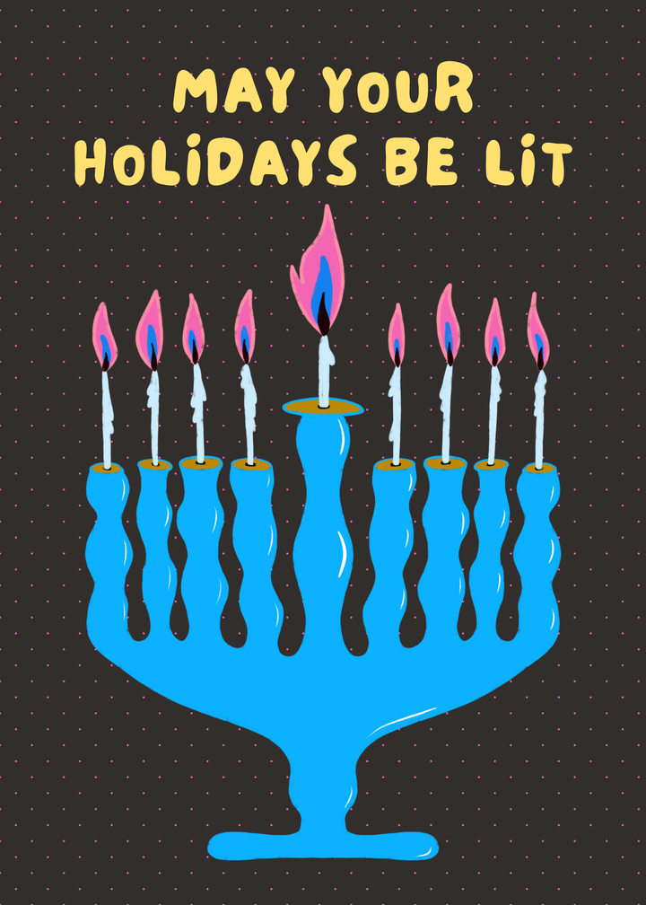 "Lit Holiday" Hand-Drawn Eco-Greeting Holiday Cards for Hanukkah