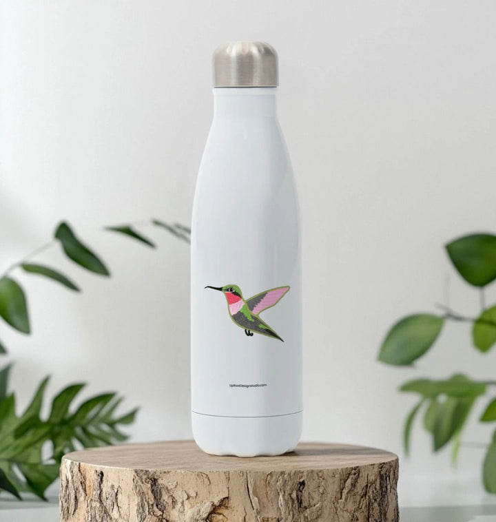 Hummingbird Eco-Friendly Insulated Metal Water Bottle (White)