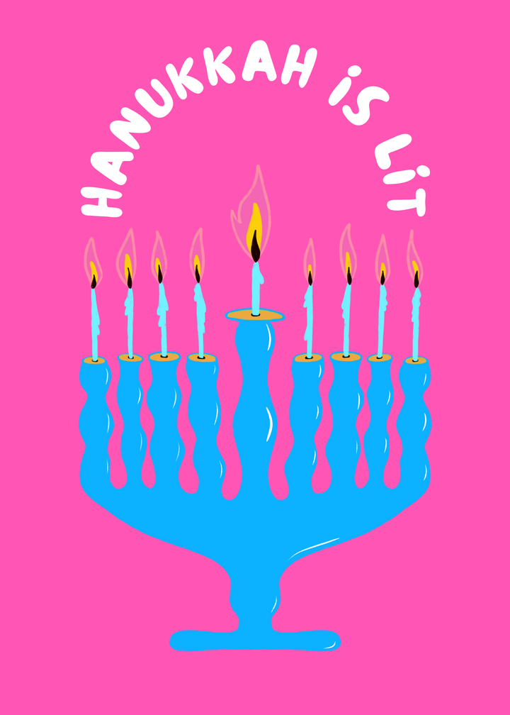 "Lit Holiday" Hand-Drawn Eco-Greeting Holiday Cards for Hanukkah