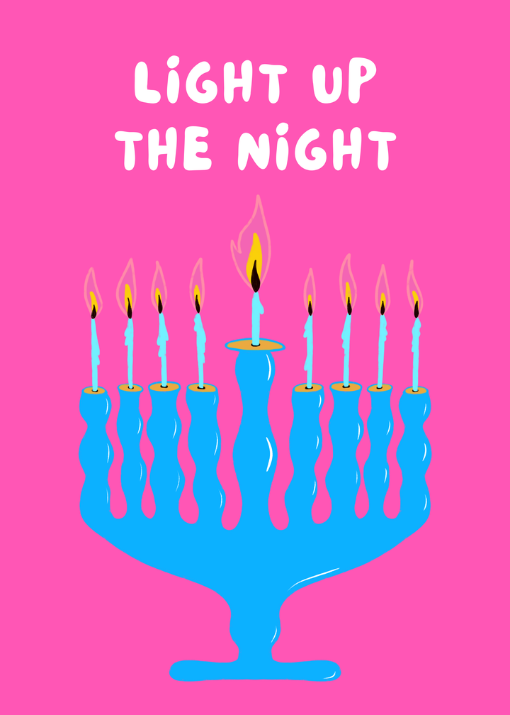 "Lit Holiday" Hand-Drawn Eco-Greeting Holiday Cards for Hanukkah