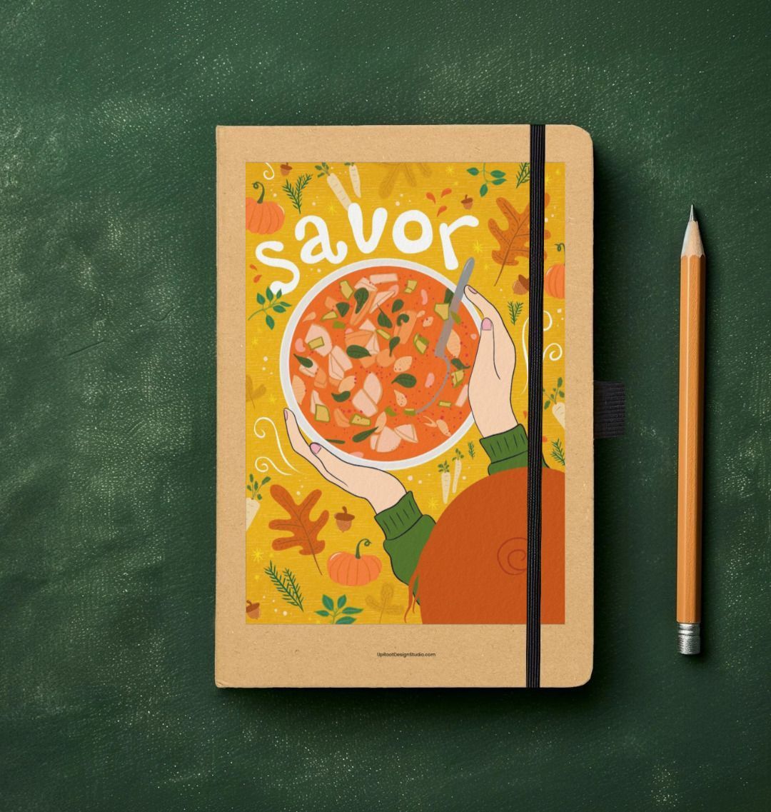 Savor Autumn Soup & Vegetables Eco-Friendly Recycled Journal (Kraft)