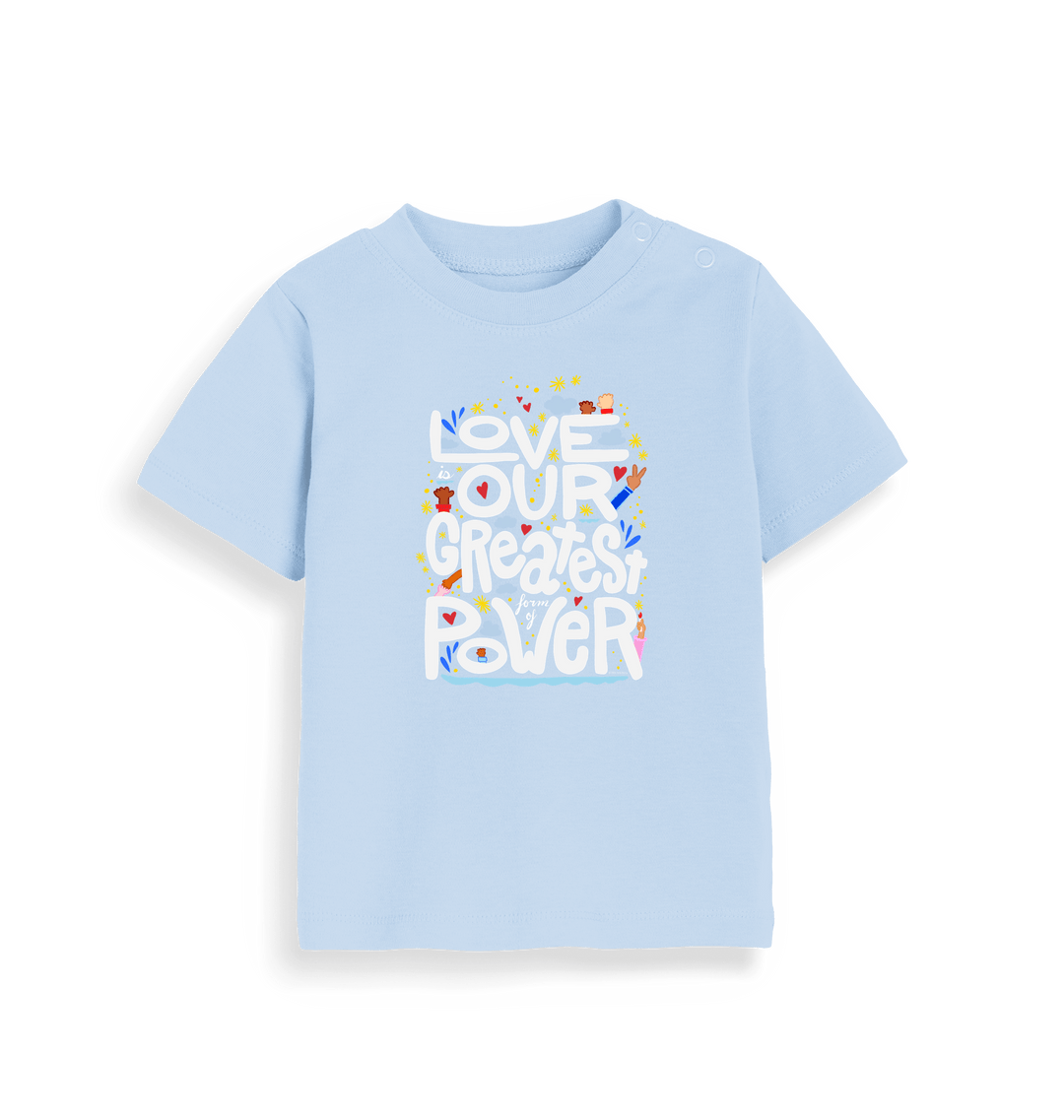 Dusty Blue Printed Kids T-Shirt Front