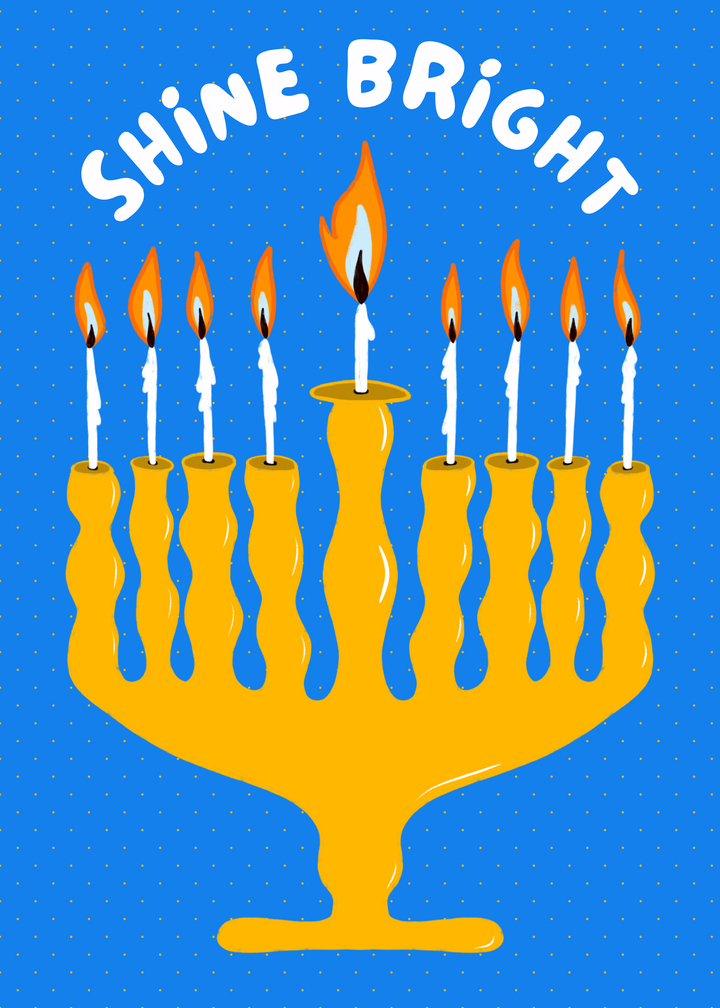 "Lit Holiday" Hand-Drawn Eco-Greeting Holiday Cards for Hanukkah