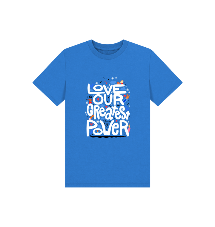 Bright Blue Printed Kids T-Shirt Front