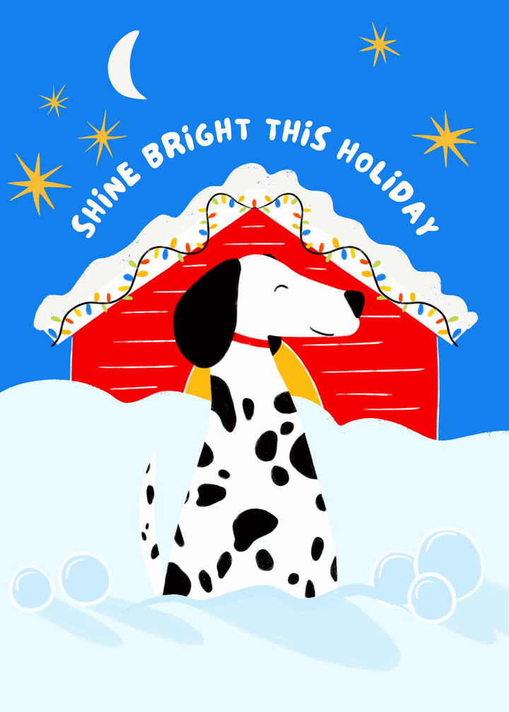 "Shine Bright" Dog Christmas Hand-Drawn Eco-Greeting Holiday Cards