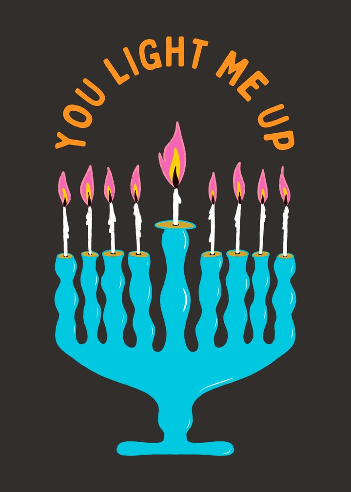 "Lit Holiday" Hand-Drawn Eco-Greeting Holiday Cards for Hanukkah
