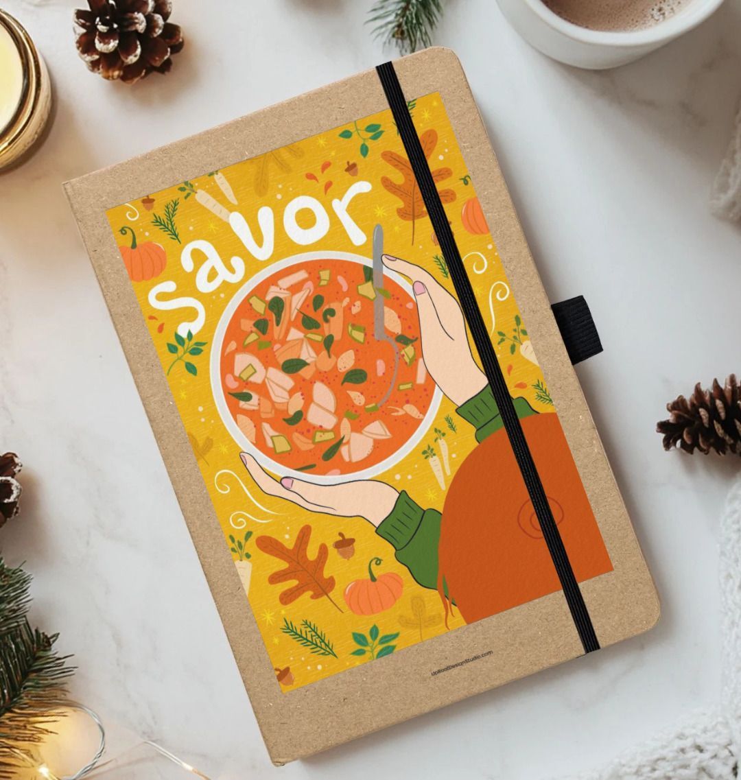 Savor Autumn Soup & Vegetables Eco-Friendly Recycled Journal (Kraft)