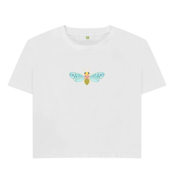 Boxy Bee T-Shirt (Adult - Gray, White & Dusty Blue)