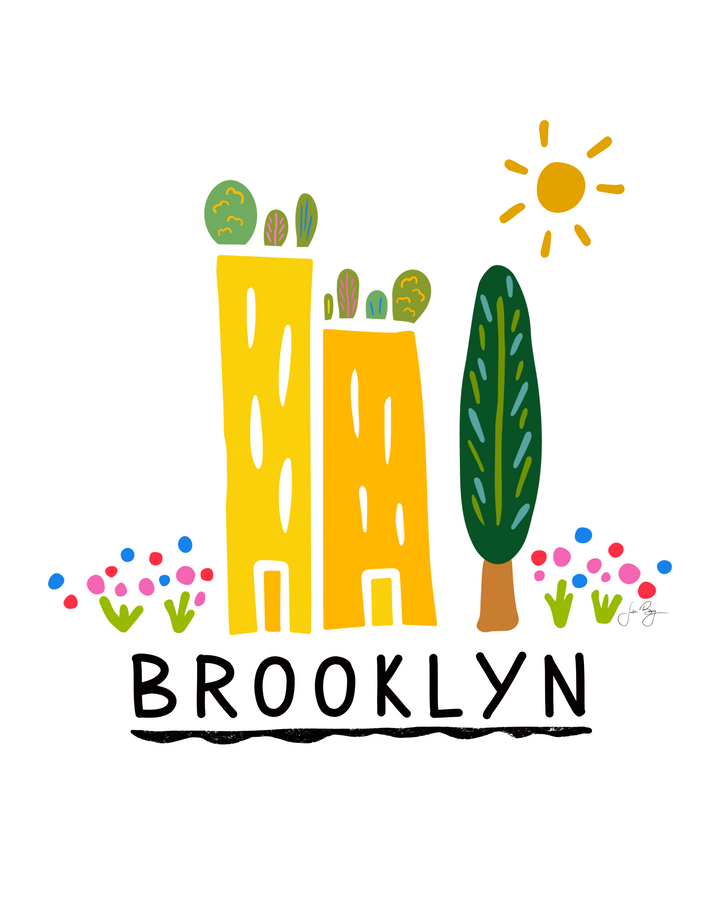 "Green Cities" (Brooklyn) Colorful Eco-Art Print 4x5"
