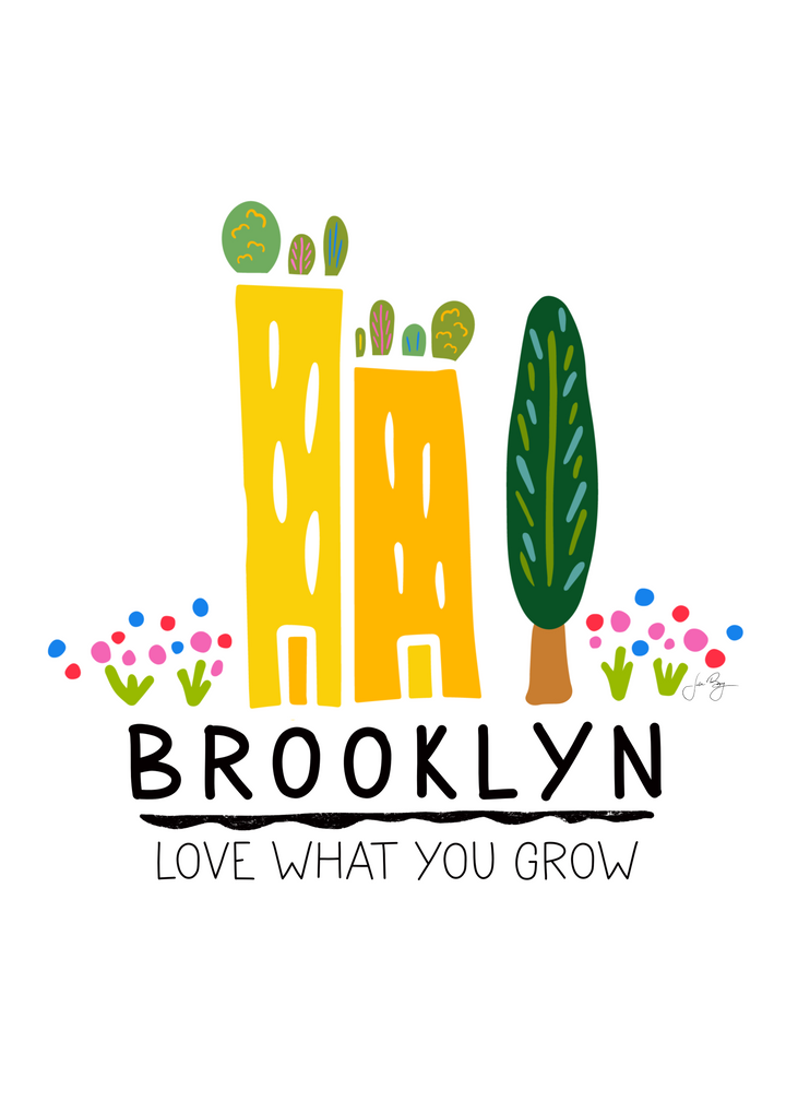 "Green Cities" (Brooklyn) Colorful Eco-Art Print 5x7"