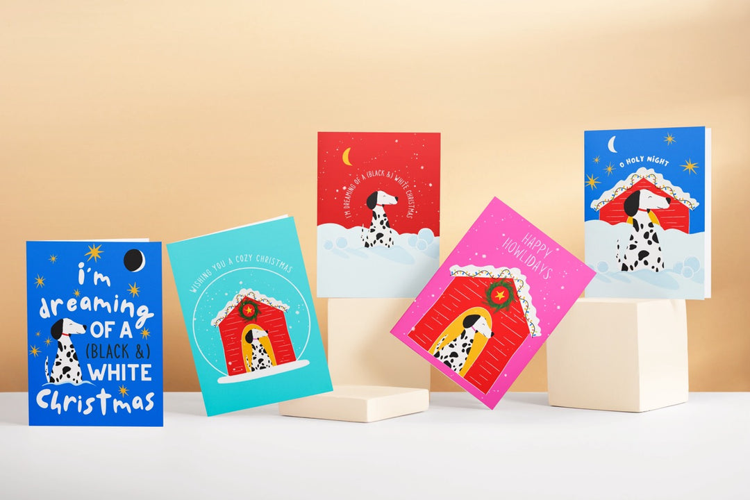 "Shine Bright" Dog Christmas Hand-Drawn Eco-Greeting Holiday Cards