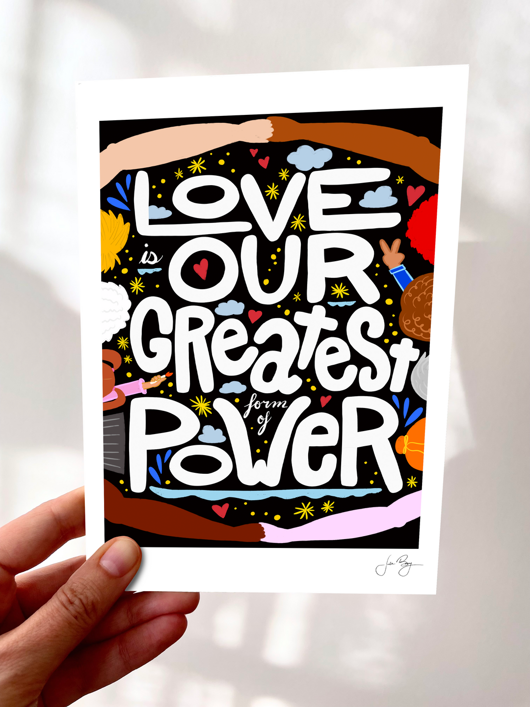 "Love is Our Greatest Form of Power" Hand-Drawn Eco-Greeting Cards