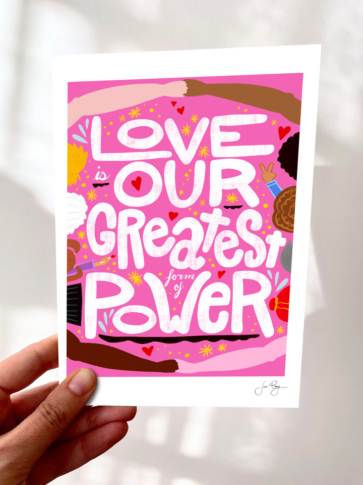 "Love is Our Greatest Form of Power" Hand-Drawn Eco-Greeting Cards