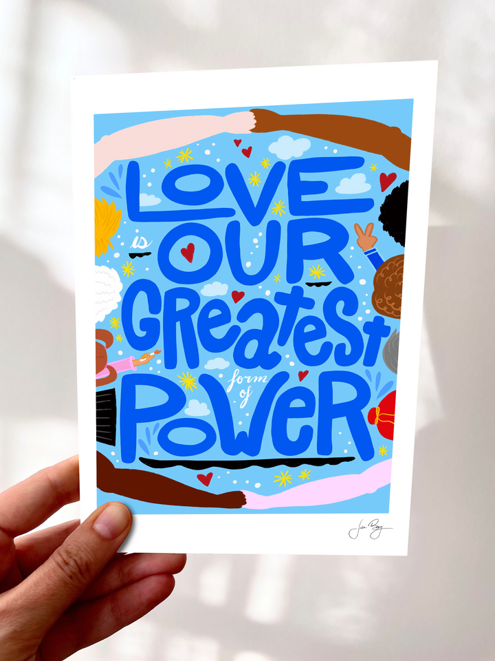 "Love is Our Greatest Form of Power" Hand-Drawn Eco-Greeting Cards