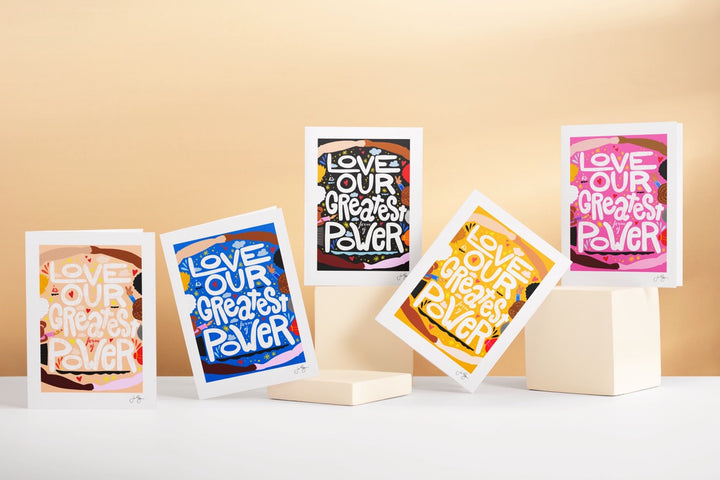 "Love is Our Greatest Form of Power" Hand-Drawn Eco-Greeting Cards