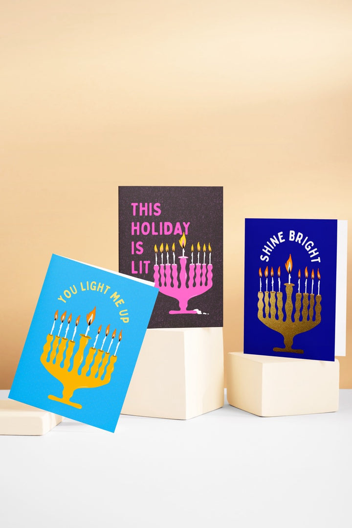 "Lit Holiday" Hand-Drawn Eco-Greeting Holiday Cards for Hanukkah