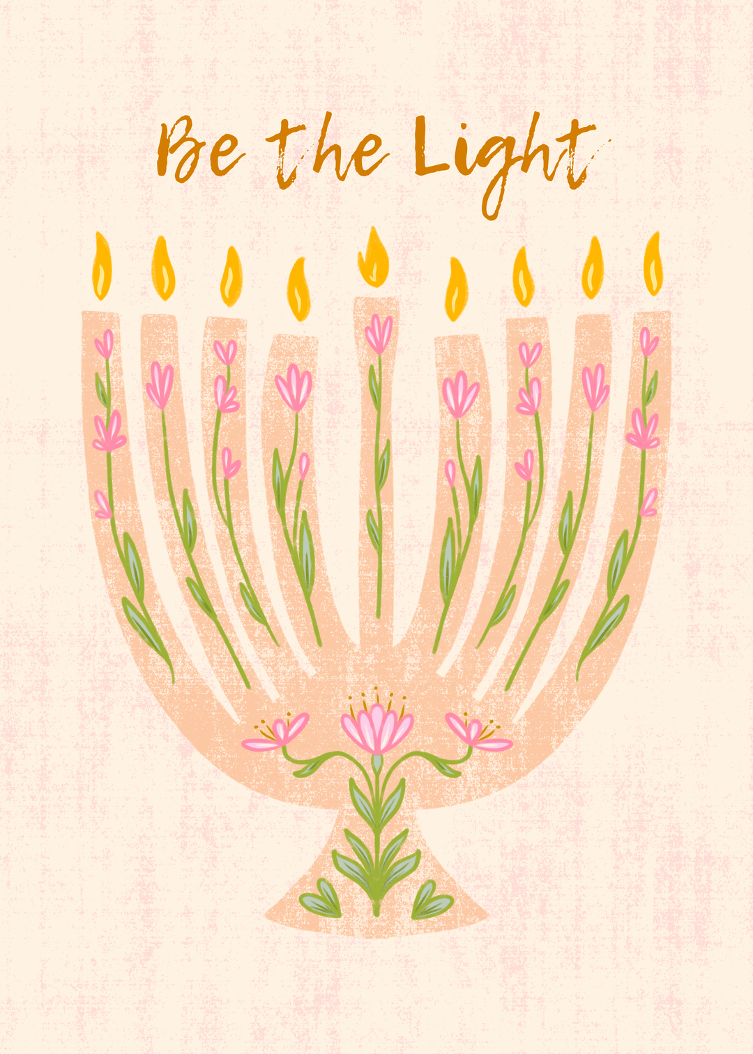 "Growing Menorah" Hand-Drawn Floral Flower Eco-Greeting Holiday Cards for Hanukkah