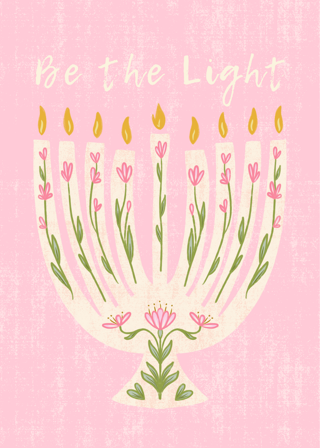 "Growing Menorah" Hand-Drawn Floral Flower Eco-Greeting Holiday Cards for Hanukkah