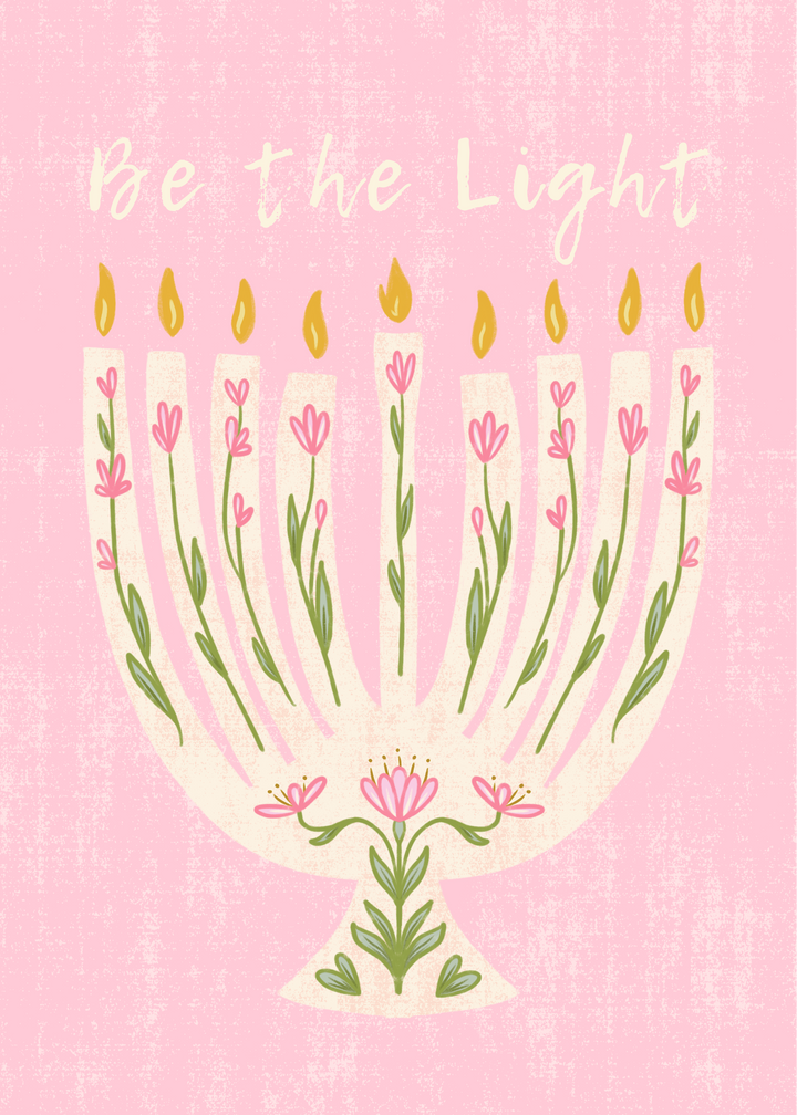 "Growing Menorah" Hand-Drawn Floral Flower Eco-Greeting Holiday Cards for Hanukkah