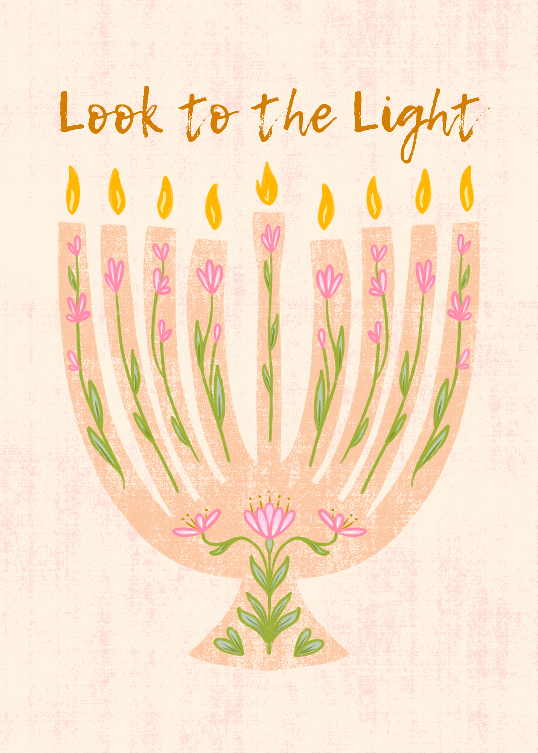 "Growing Menorah" Hand-Drawn Floral Flower Eco-Greeting Holiday Cards for Hanukkah