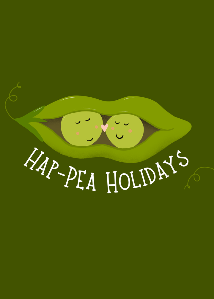 Hap-Pea Holidays Adorable Vegetable Two Peas in a Pod Eco-Greeting Holiday Cards
