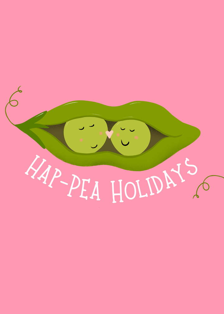 Hap-Pea Holidays Adorable Vegetable Two Peas in a Pod Eco-Greeting Holiday Cards