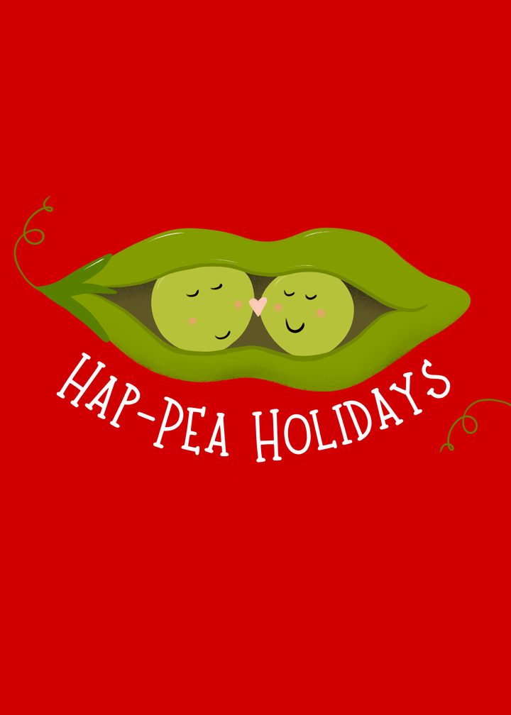 Hap-Pea Holidays Adorable Vegetable Two Peas in a Pod Eco-Greeting Holiday Cards