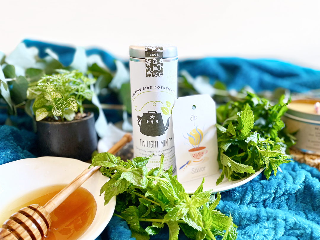 "Twilight Mint" Tea Time Tin: 6 Eco-Bags of Organic Tea (Sweet & Spicy Mint, Caffeine-Free)