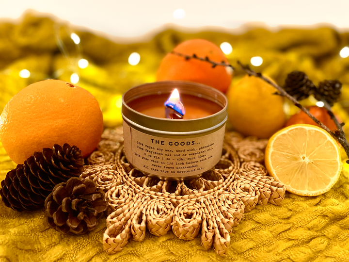 "Summit" Soy Crackling Wick Eco-Candle - Forest, Pine Cones & Sweet Citrus Scent (Shine On / Winter Dreaming)