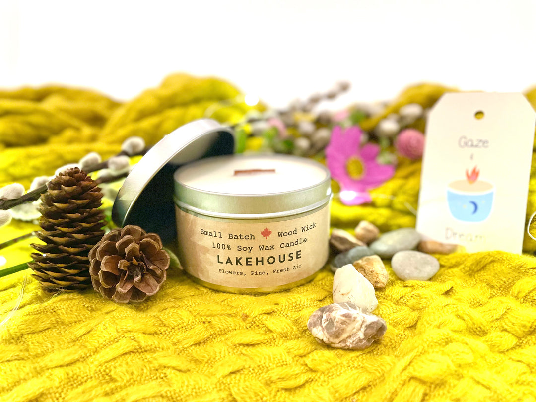 "Lakehouse" Soy Crackling Wick Eco-Candle - Flowers, Pine + Fresh Air Scent (Golden Light / Grow & Bloom)