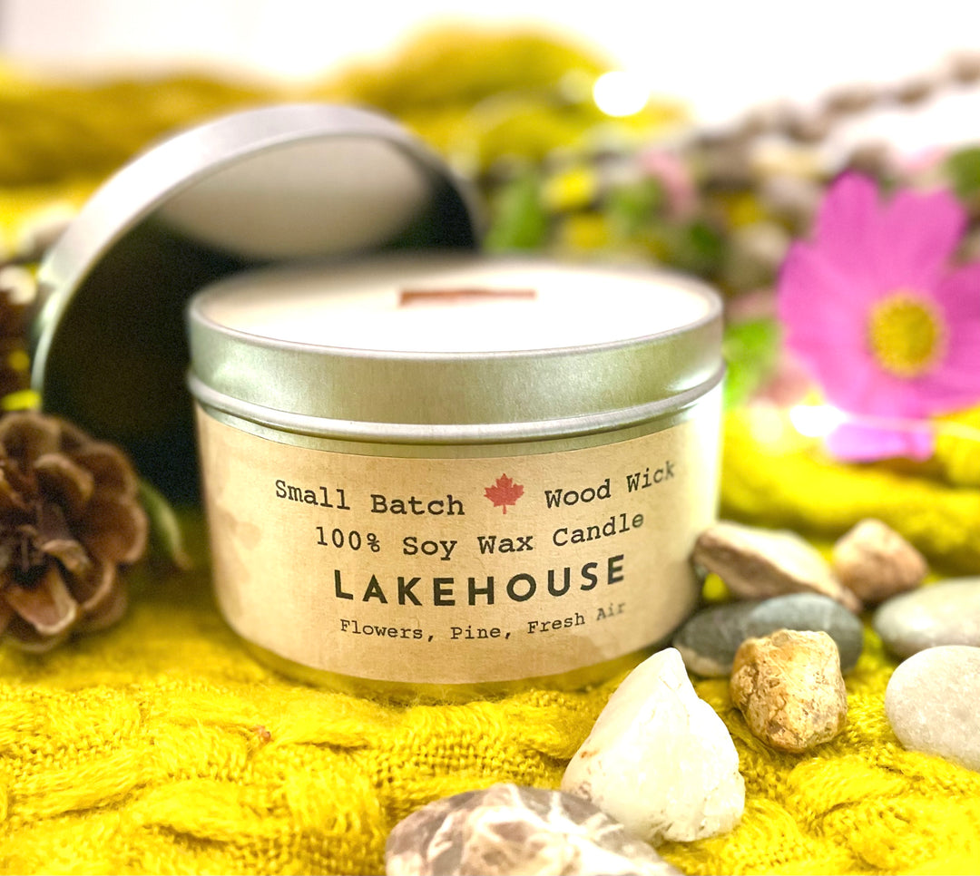 "Lakehouse" Soy Crackling Wick Eco-Candle - Flowers, Pine + Fresh Air Scent (Golden Light / Grow & Bloom)