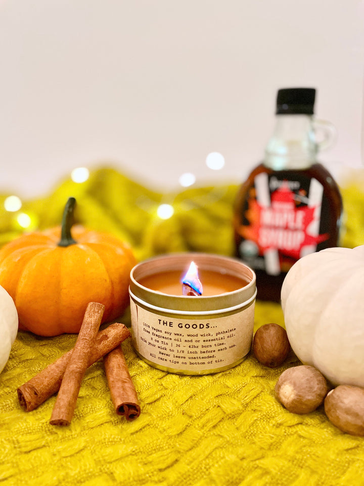 Winter Light Candle Relaxation Set: "Pumpkin Spice" Candle (Sugared maple, Pumpkin, Cinnamon & Nutmeg), Meditation Card + Mindfulness Journal