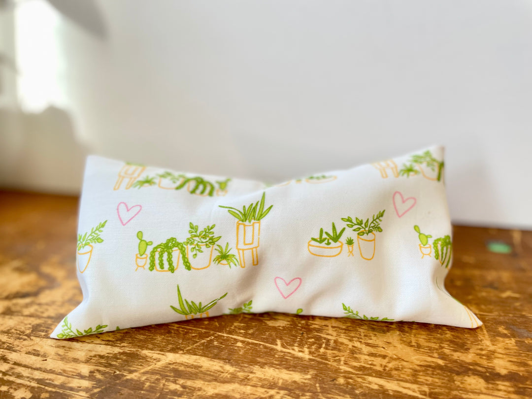 Scented Serenity Organic Eye Pillow - Houseplant Love on White (Love in Bloom Collection)