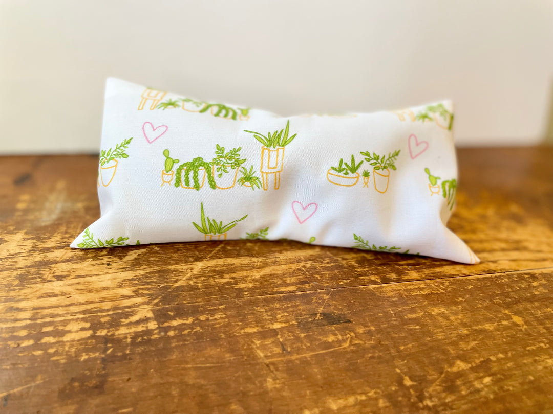 Scented Serenity Organic Eye Pillow - Houseplant Love on White (Love in Bloom Collection)
