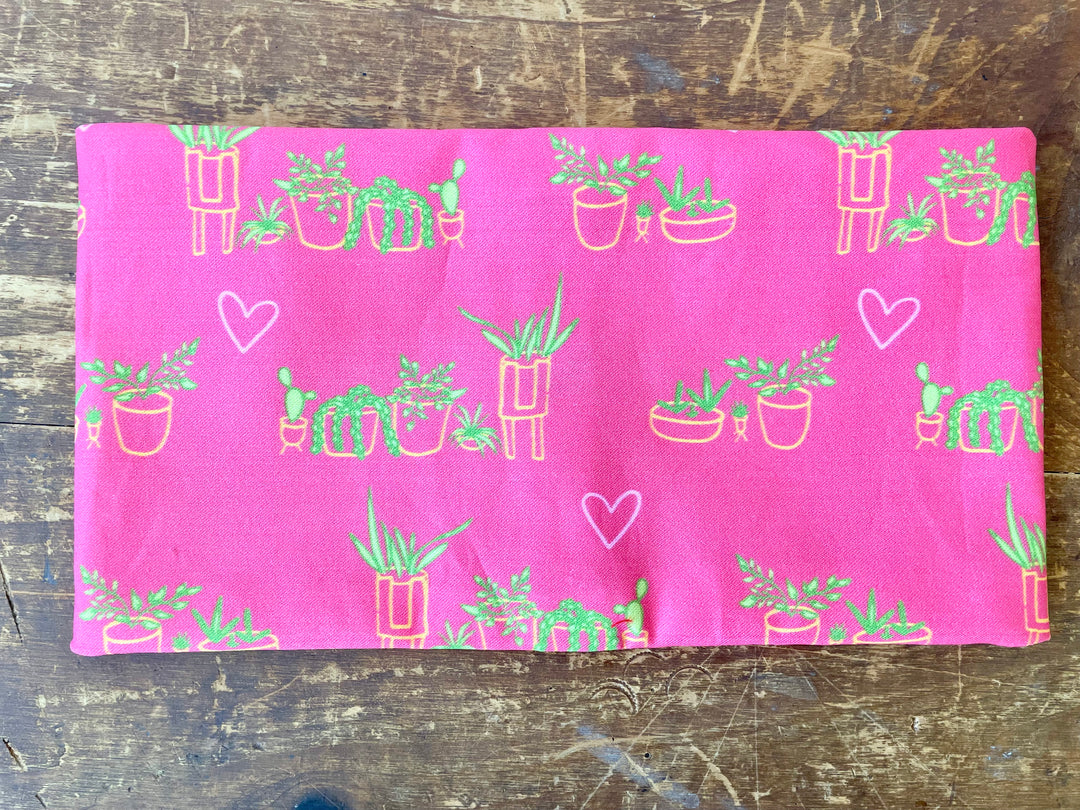 Scented Serenity Organic Eye Pillow - Houseplant Love on Bright Pink (Love in Bloom Collection)