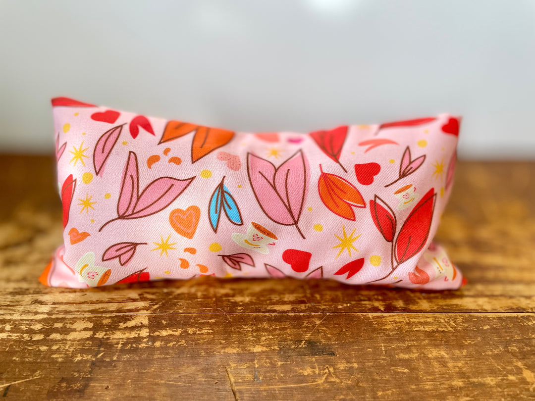 Scented Serenity Eye Pillow - Love Leaves & Teacups on Pink (Love in Bloom Collection)
