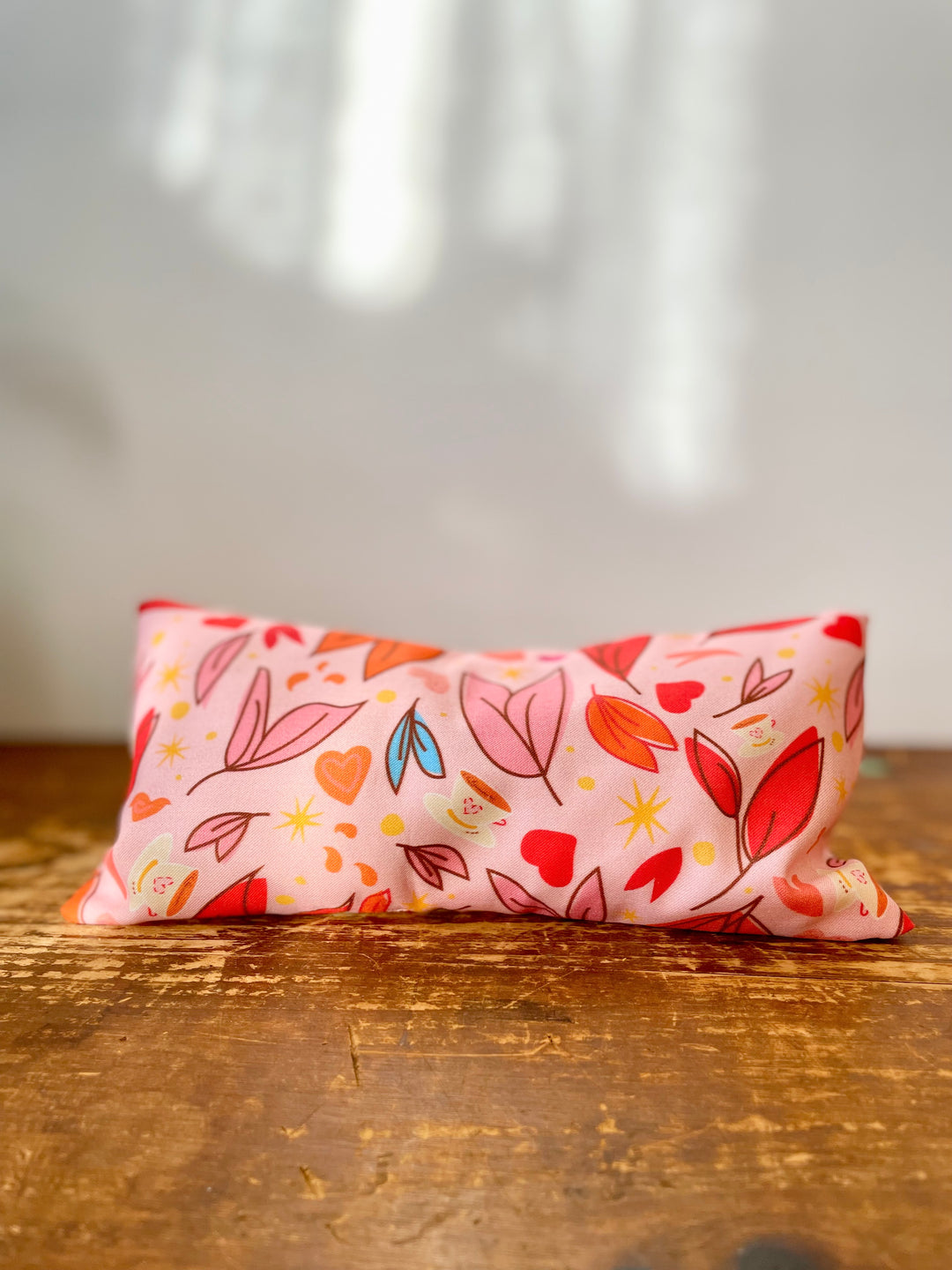 Scented Serenity Eye Pillow - Love Leaves & Teacups on Pink (Love in Bloom Collection)