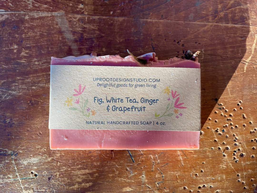 Fig, White Tea, Ginger & Grapefruit Handmade Scented Soap w. Foraged, Natural, Organic Ingredients for a Refreshing Spa Experience