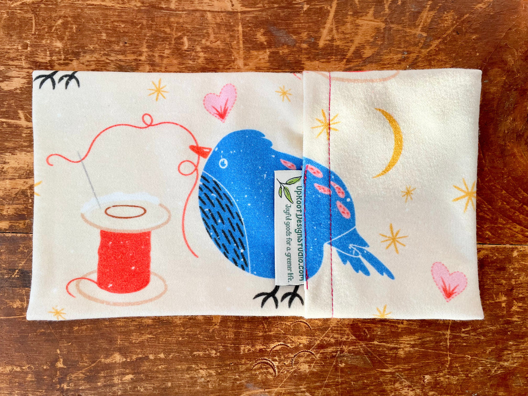 Scented Serenity Organic Eye Pillow - Sewing Birds on Cream (Love in Bloom Collection)