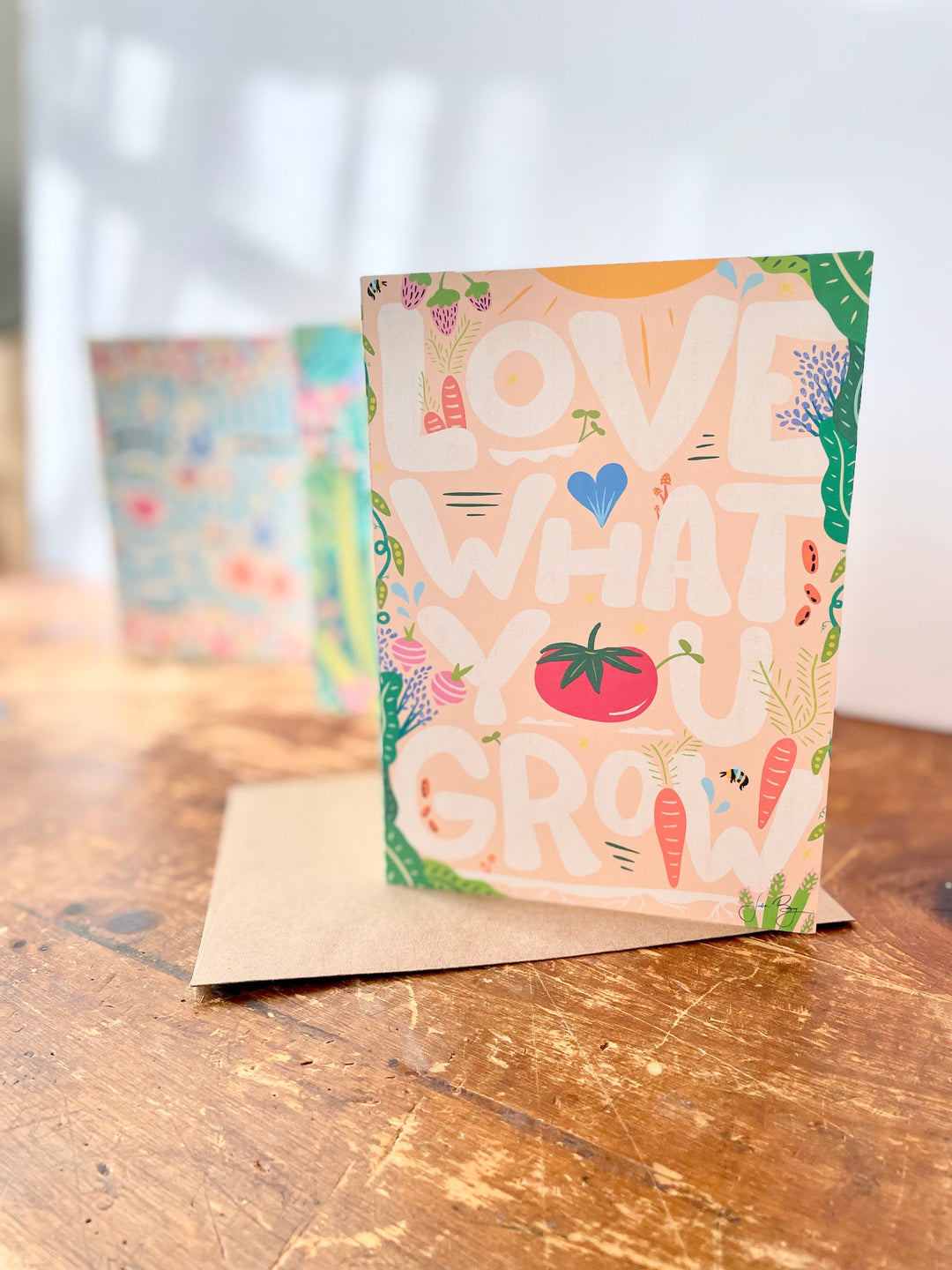 Eco Recycled 5x7 Greeting Cards w. Hand-Drawn Art + Recycled Envelopes, Blank inside - Assorted (Grow & Bloom)