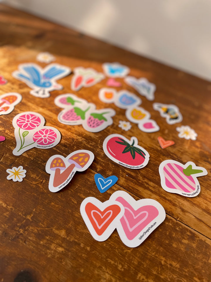 "Grow & Bloom" Assorted Hand-Drawn Adorable Individual Stickers (S, M, L)