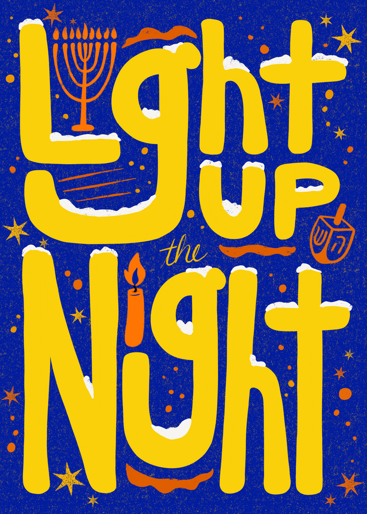 "Lit Holiday" Hand-Drawn Eco-Greeting Holiday Cards for Hanukkah
