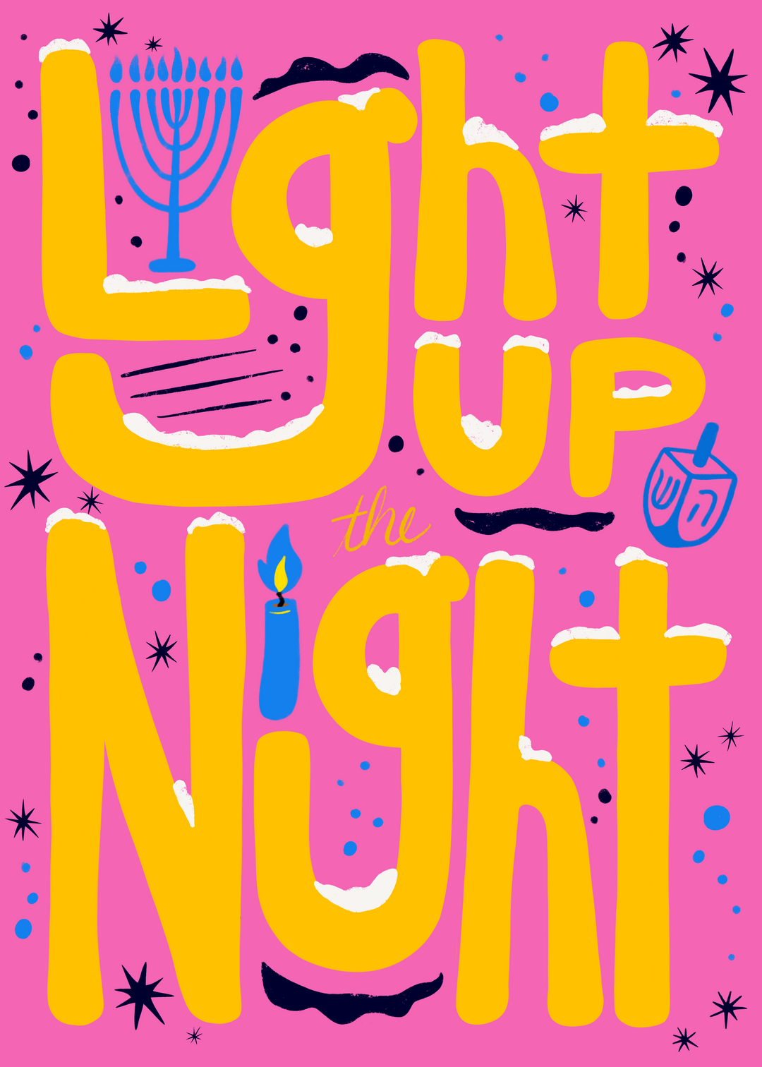 "Lit Holiday" Hand-Drawn Eco-Greeting Holiday Cards for Hanukkah