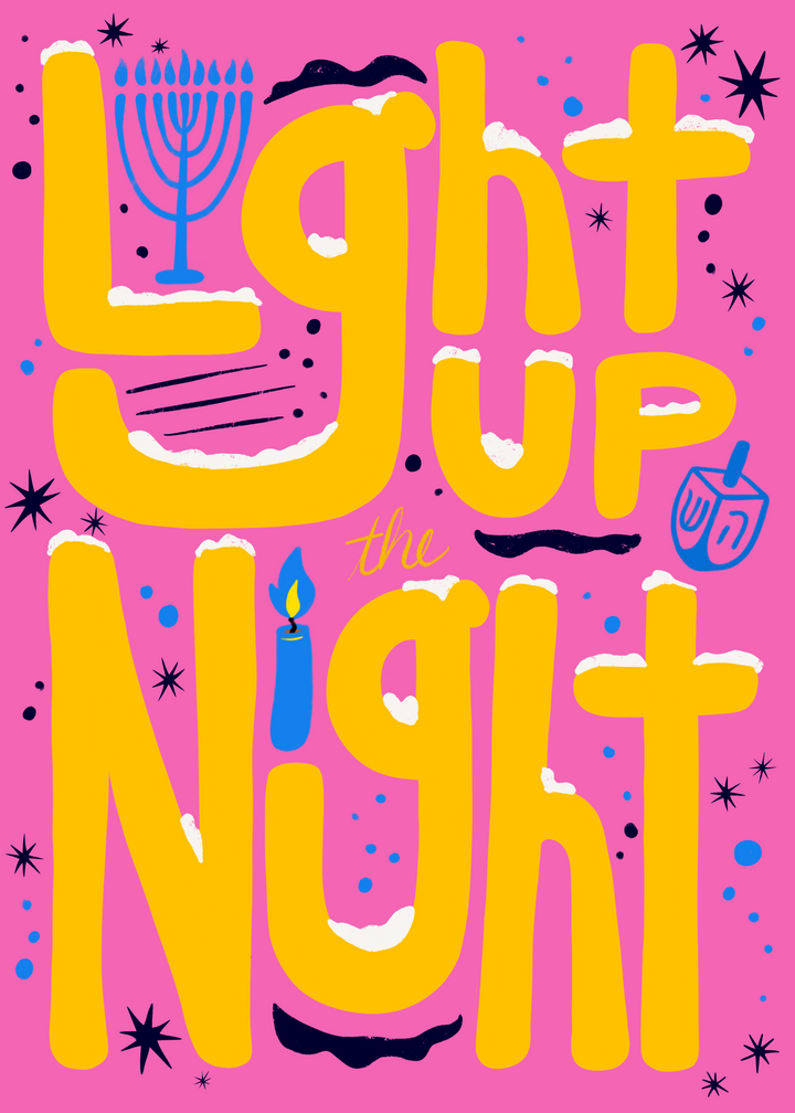 "Lit Holiday" Hand-Drawn Eco-Greeting Holiday Cards for Hanukkah
