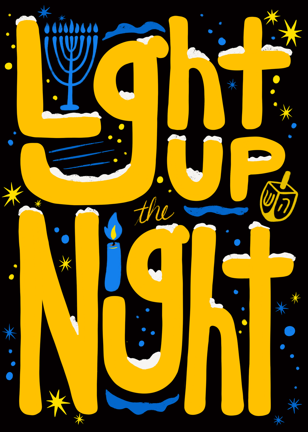 "Lit Holiday" Hand-Drawn Eco-Greeting Holiday Cards for Hanukkah
