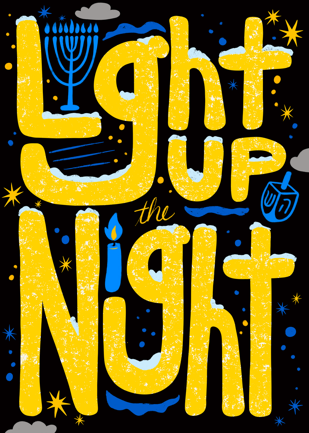 "Lit Holiday" Hand-Drawn Eco-Greeting Holiday Cards for Hanukkah