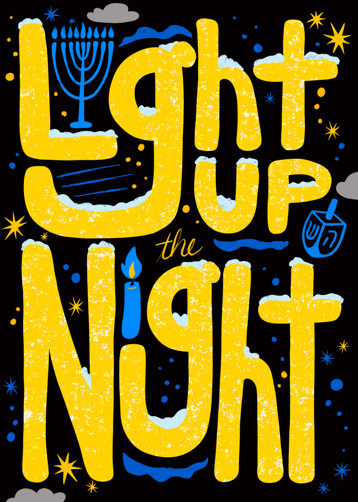"Lit Holiday" Hand-Drawn Eco-Greeting Holiday Cards for Hanukkah